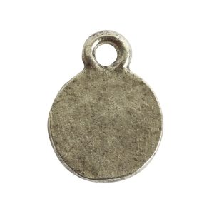 Charm Flat Back Faceted Circle 9mm Single Loop<br>Antique Silver