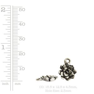 Charm Succulent 12mm Single Loop<br>Antique Silver