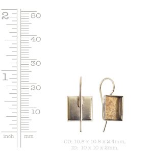 Earrng Wire 10mm Square<br>Antique Gold NF