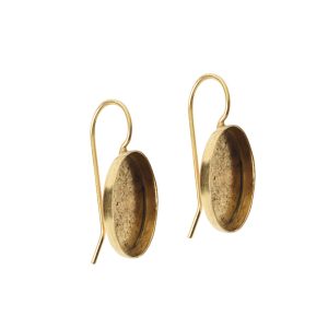 Earring Wire 14x10mm Oval<br>Antique Gold NF