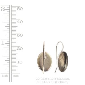 Earring Wire 14x10mm Oval<br>Sterling Silver Plate NF