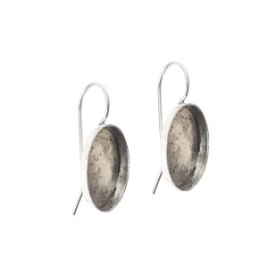 Earring Wire 14x10mm OvalSterling Silver Plate NF