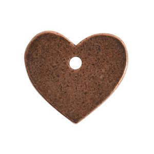 Flat Tag Mini Heart Single HoleAntique Copper