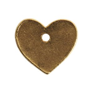 Flat Tag Mini Heart Single Hole<br>Antique Gold