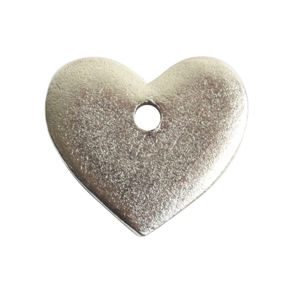 Flat Tag Mini Heart Single HoleAntique Silver