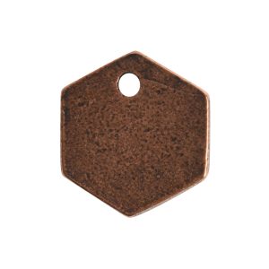 Flat Tag Mini Hexagon Single Hole<br>Antique Copper