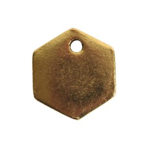 Flat Tag Mini Hexagon Single Hole<br>Antique Gold