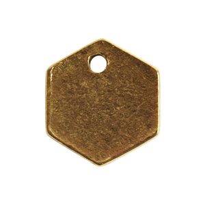 Flat Tag Mini Hexagon Single Hole<br>Antique Gold