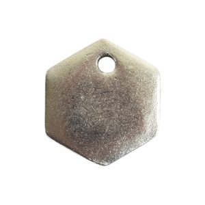 Flat Tag Mini Hexagon Single Hole<br>Antique Silver