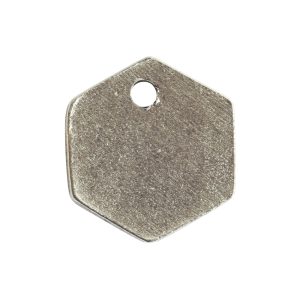 Flat Tag Mini Hexagon Single HoleAntique Silver