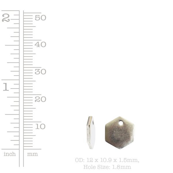 Flat Tag Mini Hexagon Single HoleAntique Silver