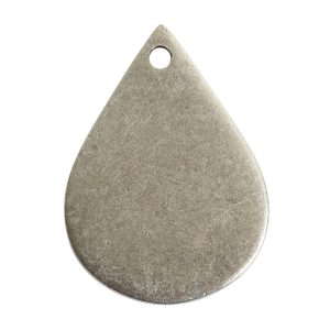 Flat Tag Small Drop Single Hole<br>Antique Silver