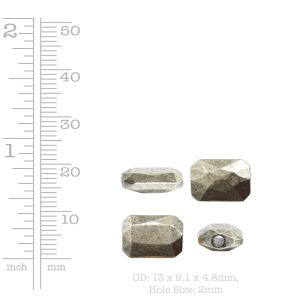 Metal Bead Faceted Rectangle 13x9mm<br>Sterling Silver Plate