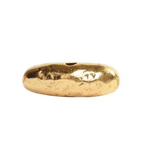 Metal Bead Organic Tube Horizontal 17mm<br>Antique Gold
