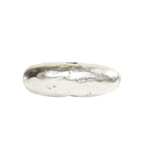 Metal Bead Organic Tube Horizontal 17mmSterling Silver Plate
