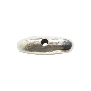 Metal Bead Organic Tube Horizontal 17mm<br>Sterling Silver Plate