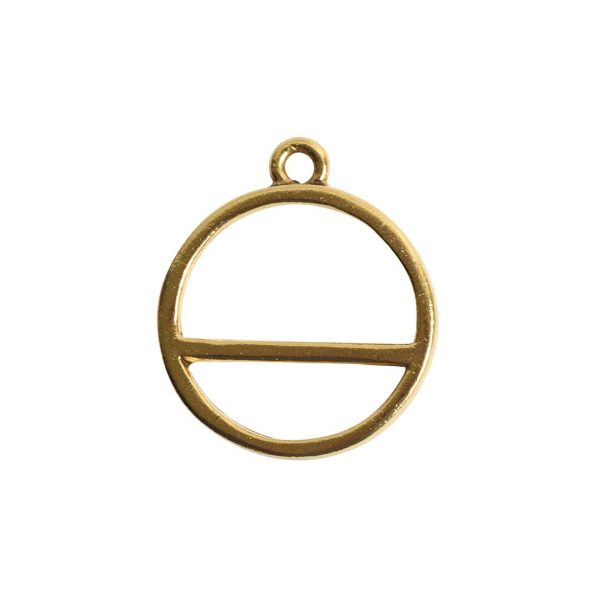 Open Pendant Split Large Circle Horizon Single LoopAntique Gold