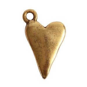 Charm Primitive Drop Heart<br>Antique Gold