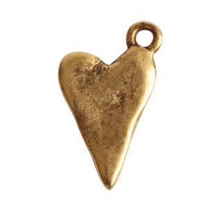 Charm Primitive Drop Heart<br>Antique Gold