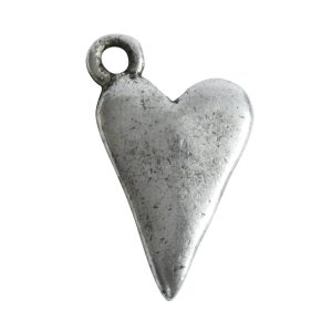 Charm Primitive Drop Heart<br>Antique Silver