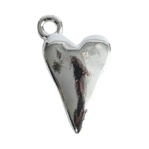 Charm Primitive Drop Heart<br>Sterling Silver Plate