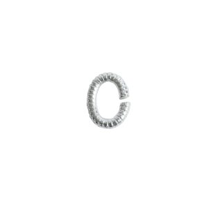 Jumpring 6mm Textured OvalSterling Silver Plate