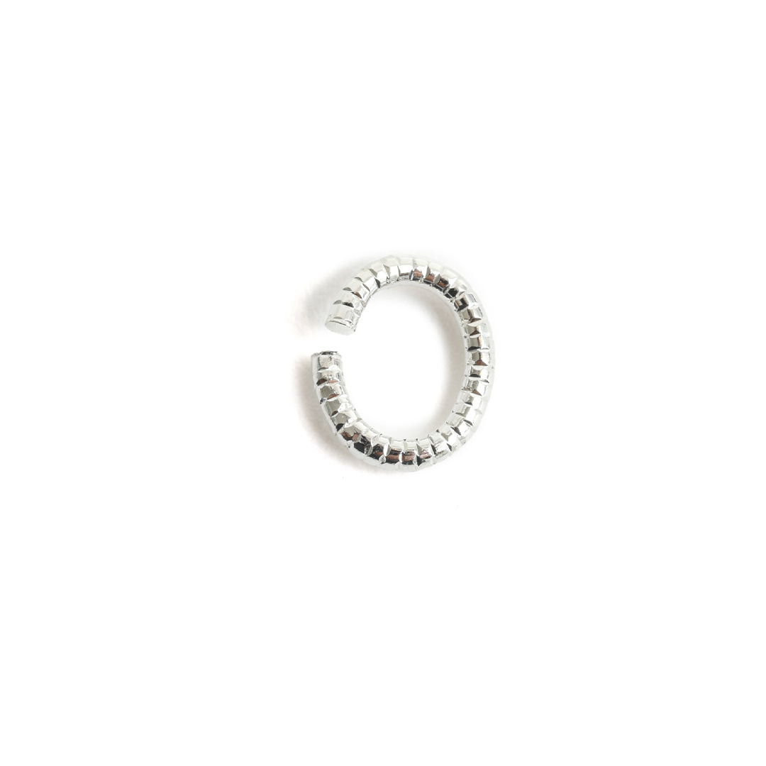 Jumpring 6mm Textured Oval<br>Sterling Silver Plate