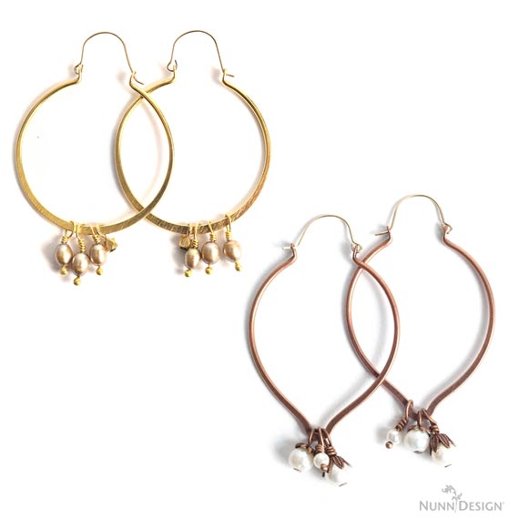 Earring Post Hoop Bitsy Circle 1 inchAntique Gold - Nunn Design