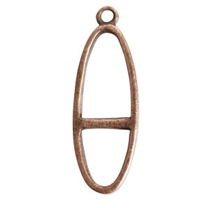 Open Pendant Split Large Long oval Single Loop<br>Antique Copper