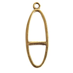 Open Pendant Split Large Long oval Single Loop<br>Antique Gold