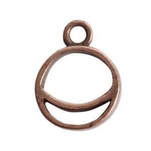 Open Pendant Split Mini Circle Crescent Single Loop<br>Antique Copper