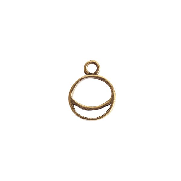 Open Pendant Split Mini Circle Crescent Single LoopAntique Gold