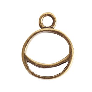 Open Pendant Split Mini Circle Crescent Single Loop<br>Antique Gold