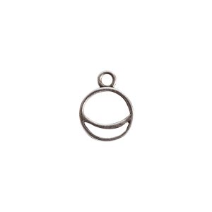 Open Pendant Split Mini Circle Crescent Single LoopAntique Silver