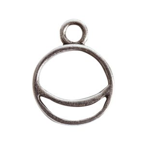 Open Pendant Split Mini Circle Crescent Single LoopAntique Silver
