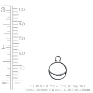 Open Pendant Split Mini Circle Crescent Single Loop<br>Antique Silver