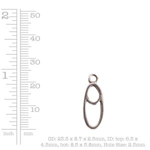 Open Pendant Split Mini Oval Full Single Loop<br>Antique Silver