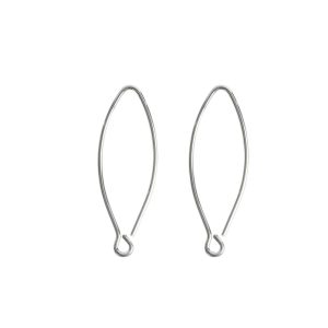 Ear Wire Open Oval MiniSterling Silver Plate NF