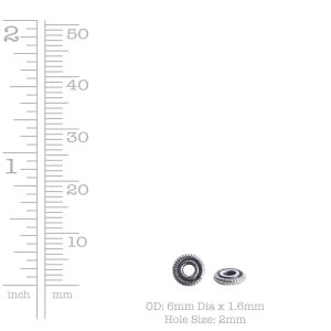 Spacer Bead 6mm Line Edge<br>Sterling Silver Plate