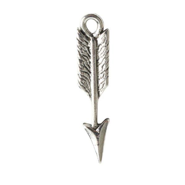 Charm Mini Feather ArrowAntique Silver