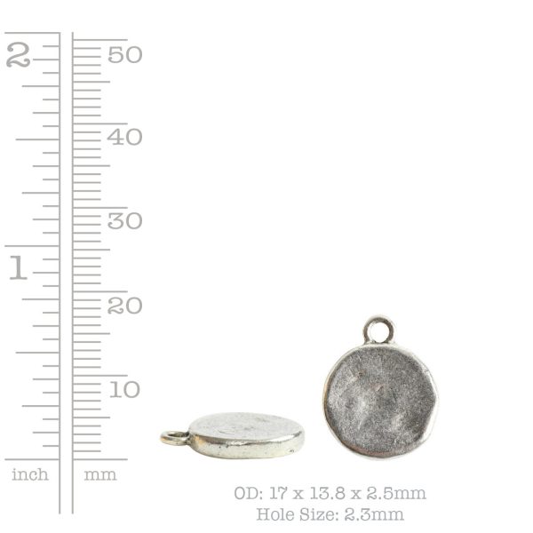Charm Small Hammered CircleAntique Silver
