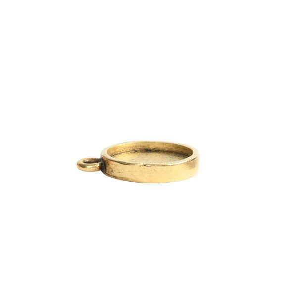 Mini Link Hammered Circle Single LoopAntique Gold