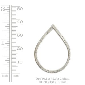 Hoop Hammered Large Drop 36.8x27.3mm Diameter<br>Sterling Silver Plate