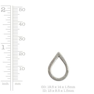 Hoop Hammered Large Drop 19.5x14mm Diameter<br>Sterling Silver Plate