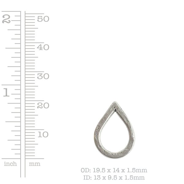 Hoop Hammered Large Drop 19.5x14mm DiameterAntique Silver