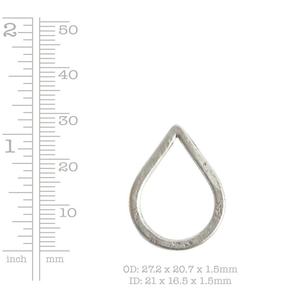 Hoop Hammered Large Drop 27.2x20.7mm DiameterSterling Silver Plate