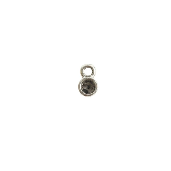 Tiny Bezel Circle Single LoopAntique Silver
