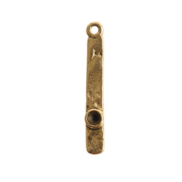 Tiny Bezel Hammered Rectangle Single LoopAntique Gold