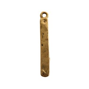 Tiny Bezel Hammered Rectangle Single LoopAntique Gold