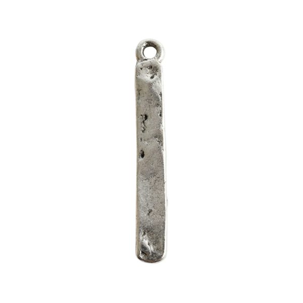 Tiny Bezel Hammered Rectangle Single LoopAntique Silver